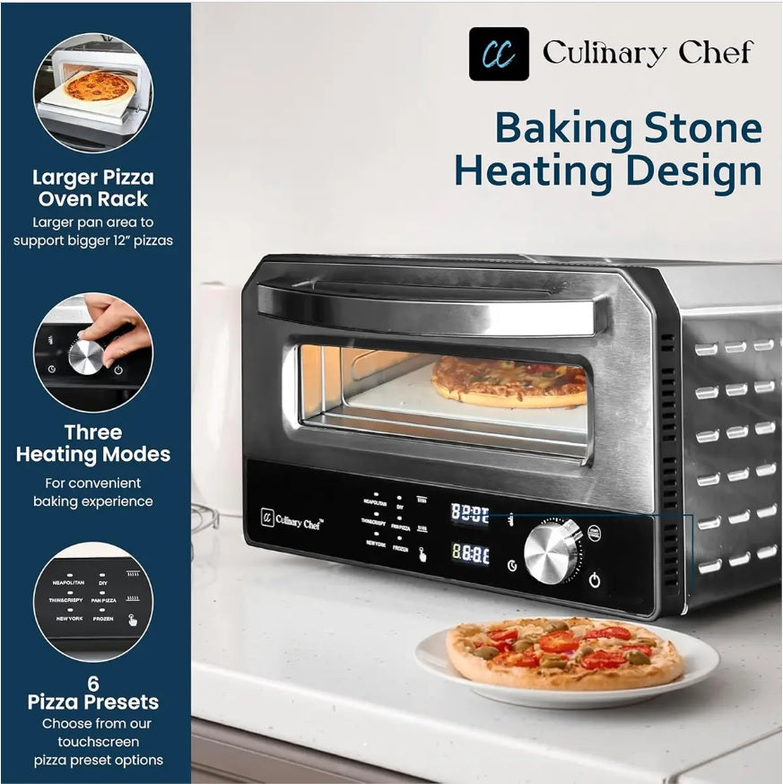Culinary Chef Indoor 12" Digital Screen Pizza Oven (CCPP1205) - PuriLite