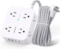 Surge Protector Power Bar with USB-C, 8 Outlet Power Strip with 4 USB Ports, Flat Plug and Braided Extension Cord, Wall Mount Desk Charging Station for Home Office and Dorm - PuriLite
