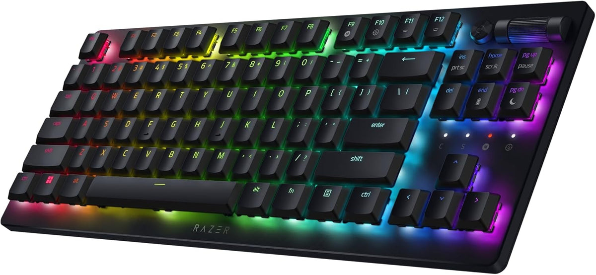 Razer DeathStalker V2 Pro TKL Wireless Gaming Keyboard: Low Profile Optical Switches Linear Red - HyperSpeed Wireless & Bluetooth - Chroma RGB - Up to 200 Hr Battery - Razer Snap Tap - PuriLite