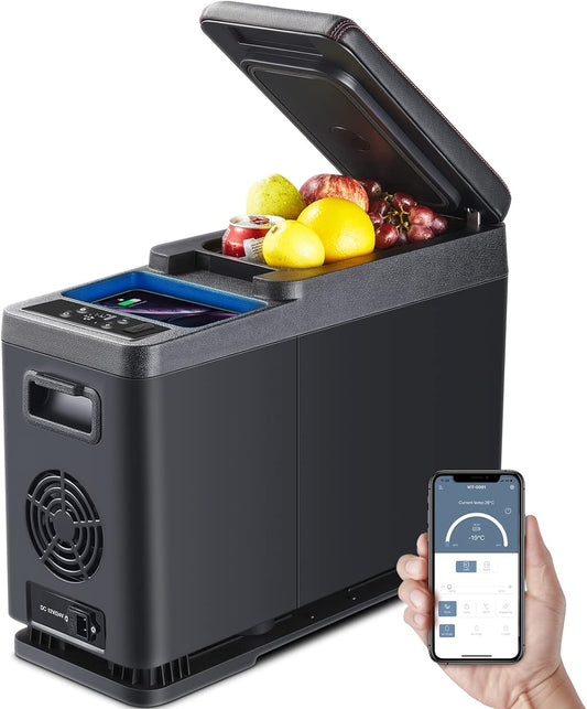 BODEGA 12V Truck Refrigerator,9 Quart Small Car Fridge,Camping Fridge WIFI Control,(5℉-68℉) Electric Car Cooler 12/24V DC for Camper,Travel,Boat,Van,SUV,Vehicles,Road Trip（Shoulder Hold Design） - PuriLite