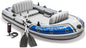 INTEX Excursion Inflatable Boat Series: Includes Deluxe 54in Boat Oars and High-Output Pump – SuperTough PVC – Adjustable Seats with Backrest – Fishing Rod Holders – Welded Oar Locks - PuriLite