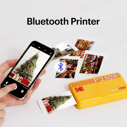 KODAK Mini 2 Retro 4PASS Portable Photo Printer (2.1x3.4 inches) + 68 Sheets Bundle (8 Initial Sheets + 60 Sheets Pack), Yellow - PuriLite