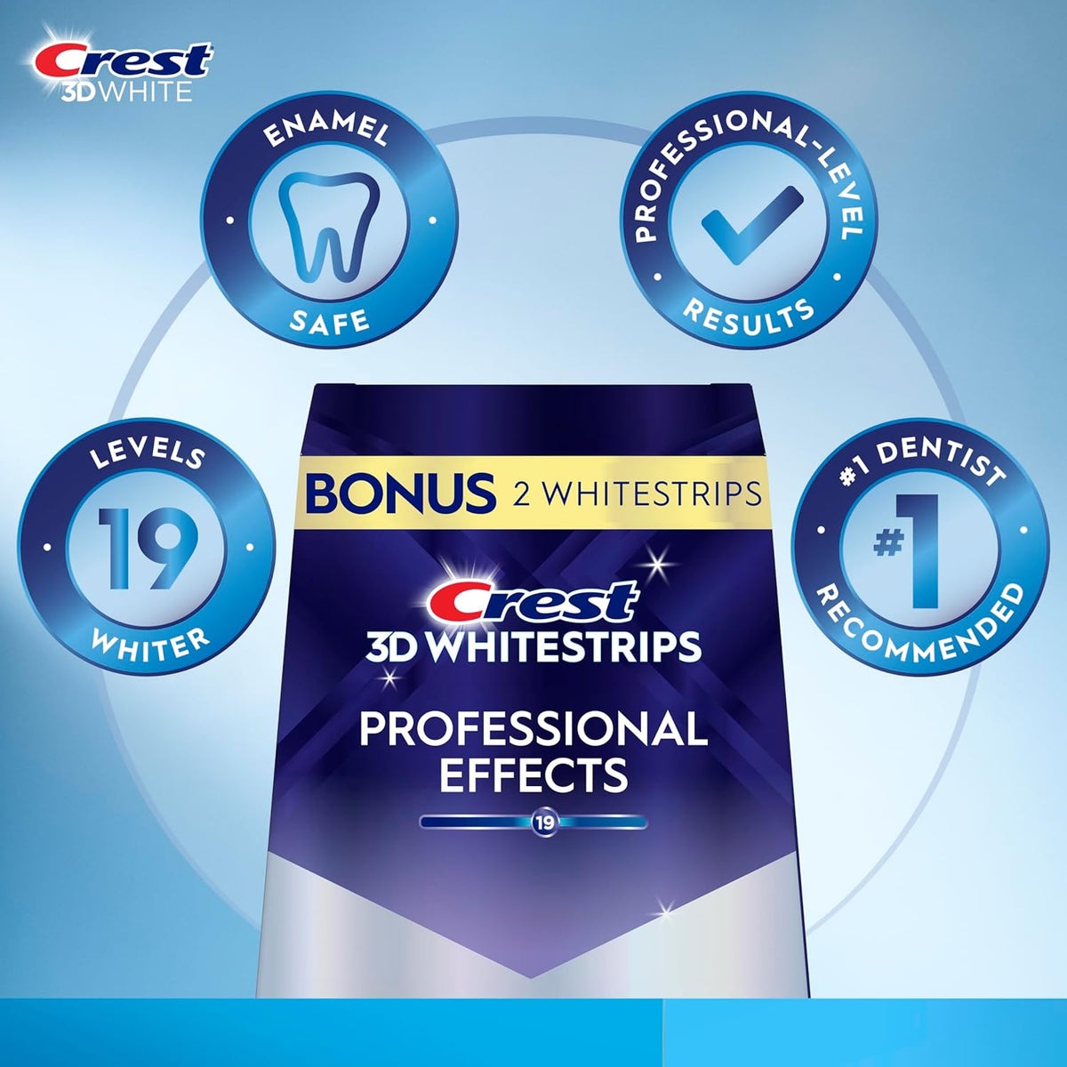 Crest 3D Whitestrips Professional Effects – Teeth Whitening Kit, 22 Treatments (20 + 2 Bonus), Each with 1 Upper/1Lower, 44 Strips – Crest 3DWhite Teeth Whitening Strips - PuriLite