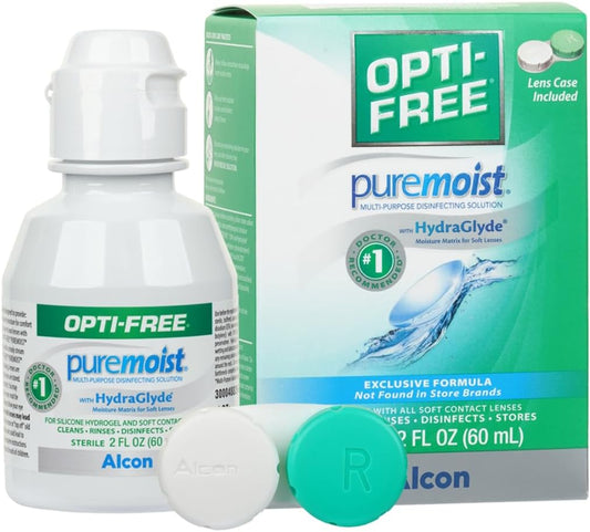 Opti-Free Puremoist Multi-Purpose Contact Lens Cleaning and Disinfecting Solution with Lens Case, 2 Fl Oz (Pack of 1) - PuriLite