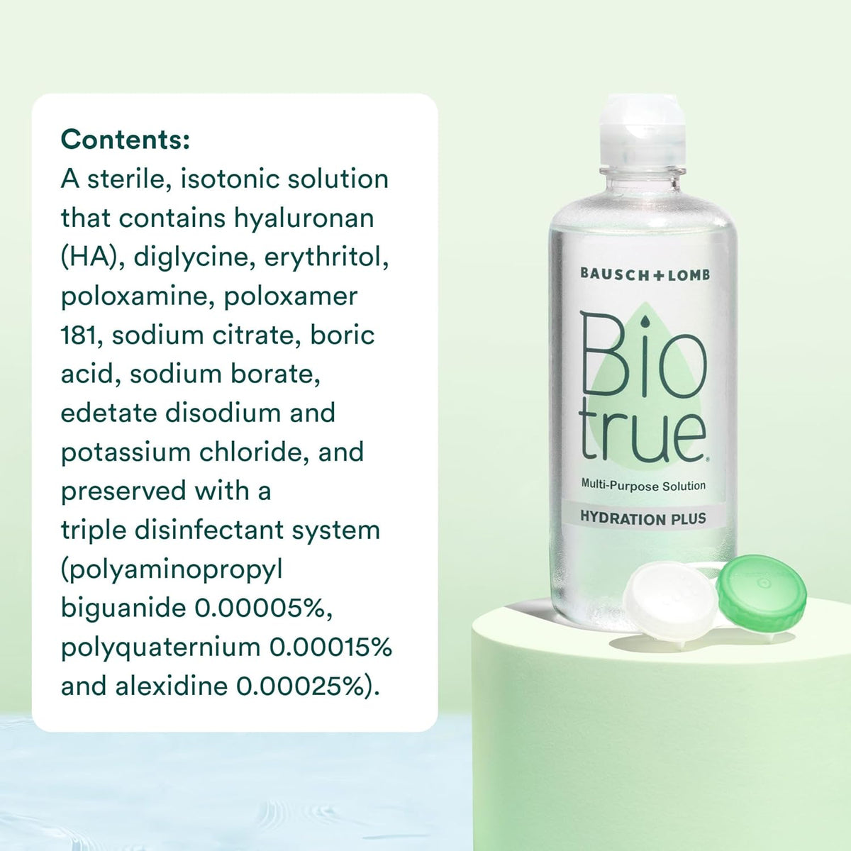 Biotrue Hydration Plus Contact Lens Solution, Multi-Purpose Solution for Soft Contact Lenses, Lens Case Included, 10 FL OZ (Pack of 2) - PuriLite