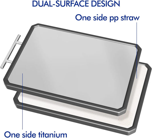 Titanium Cutting Boards for Kitchen, Large 16x11 Inch Pure Titanium and Wheat Straw PP Double Sided Chopping Board, Dishwasher Safe, Easy to Clean - PuriLite