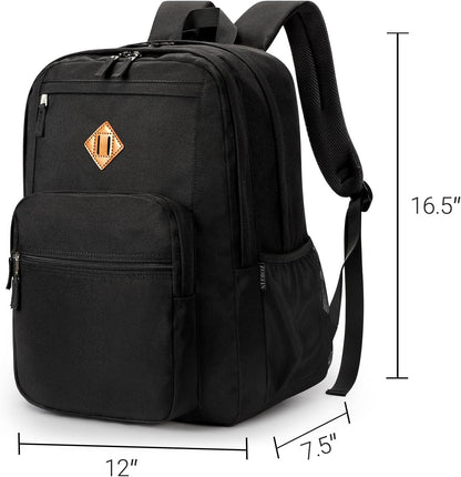ZORFIN 26L Black Backpack for School, College, and Travel: Water Resistant Bookbag with 8 Compartments - PuriLite