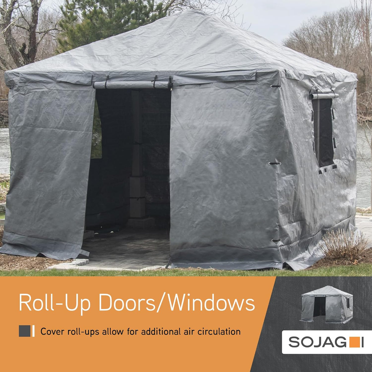 Sojag Universal Winter Cover Plus for Tall Gazebos, Storage for Grill & Patio Furniture, Flame and Weather-Resistant, 10' x 12', Grey - PuriLite