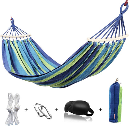 HappyGo 550lbs Camping Hammock Durable Canvas Fabric 9ft Hammock with Two Anti Roll Spreader Bar and Tree Straps for Backyard,Travel,Porch,Beach,Backpacking - PuriLite