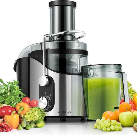 Ultrean Centrifugal Juicer, Juicer Machine with Extra-wide 3 inches Feed Chute, 2 Speed Juicer Extractor for Fruits & Vegetables, Citrus Juicer Easy to Clean, Electric Juicer with Big Mouth BPA Free, 800W - PuriLite
