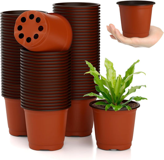 Nursery Pots Planting Pots 4 Inch Plant Pot 100pcs Seedling Pots Plastic Plant Pot Seed Starter Pots Plant Starter Pots Plastic Pots Small Plant Pots Plastic Nursery Pots Seed Starting Pots Flower Pot - PuriLite