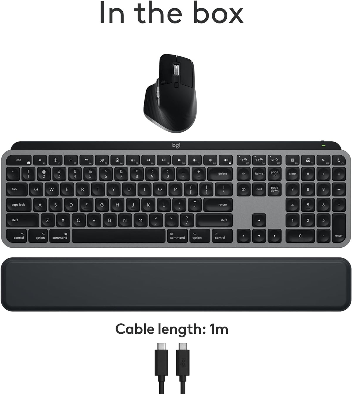 Logitech MX Keys S Combo for Mac, Wireless Keyboard and Mouse with Palm Rest, Backlit Keyboard, Fast Scroll Wireless Mouse, Bluetooth USB C for MacBook Pro, MacBook Air, iMac, iPad - Space Grey - PuriLite