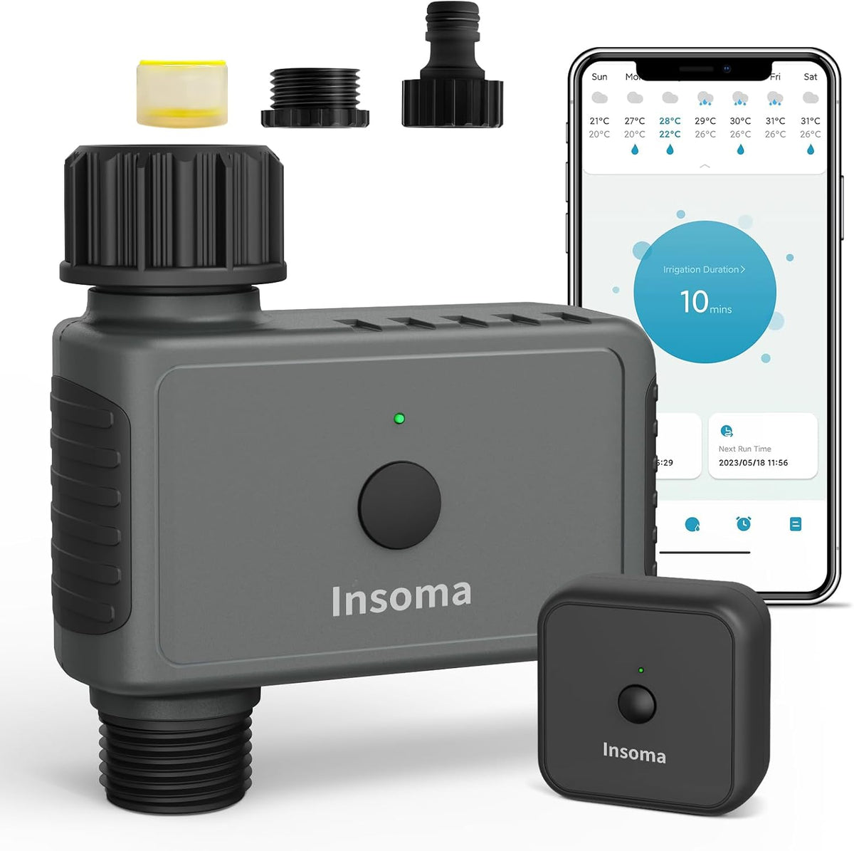 WiFi Hose Timer 1 Zone, Smart Voice/APP-Controlled Sprinkler Timer with Auto/Manual/Rain Delay Modes for Garden/Lawn, Works with Alexa & Google Assistant, IP55 Waterproof & Easy Set Up (2.4GHz WiFi) - PuriLite