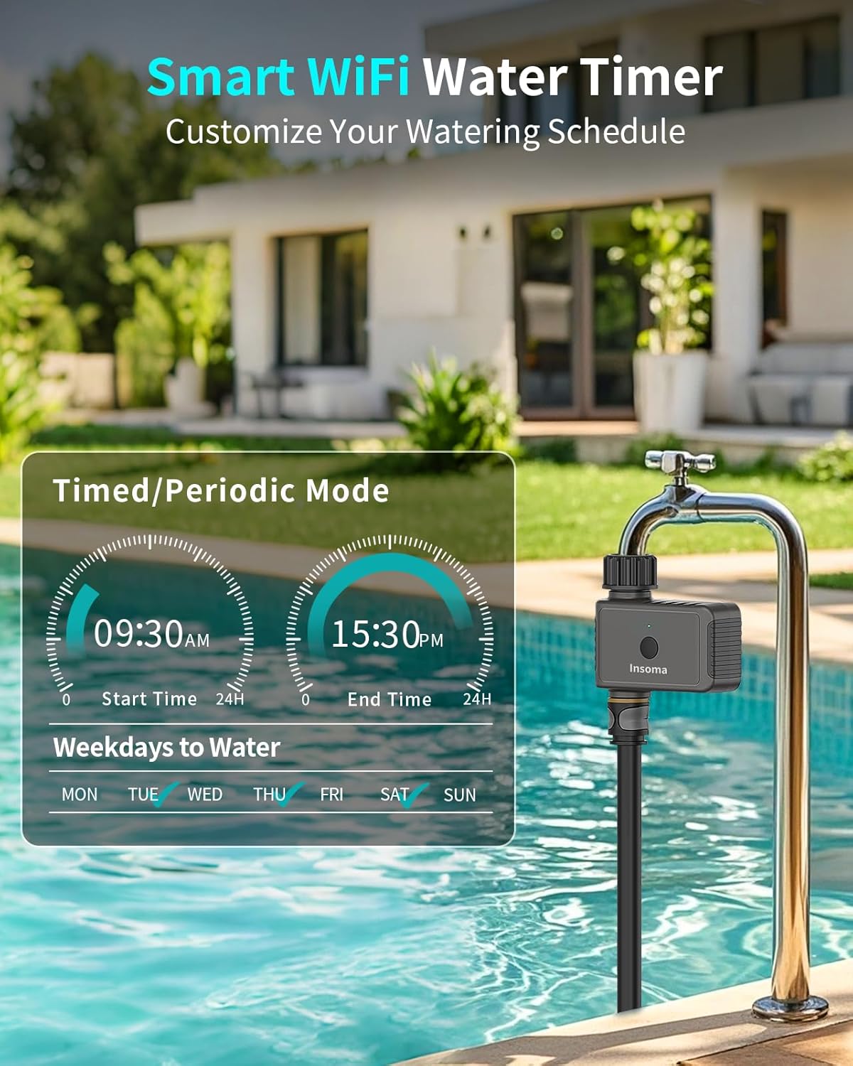 WiFi Hose Timer 1 Zone, Smart Voice/APP-Controlled Sprinkler Timer with Auto/Manual/Rain Delay Modes for Garden/Lawn, Works with Alexa & Google Assistant, IP55 Waterproof & Easy Set Up (2.4GHz WiFi) - PuriLite
