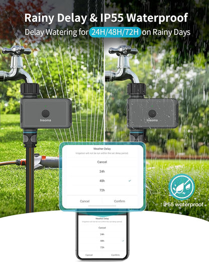 WiFi Hose Timer 1 Zone, Smart Voice/APP-Controlled Sprinkler Timer with Auto/Manual/Rain Delay Modes for Garden/Lawn, Works with Alexa & Google Assistant, IP55 Waterproof & Easy Set Up (2.4GHz WiFi) - PuriLite