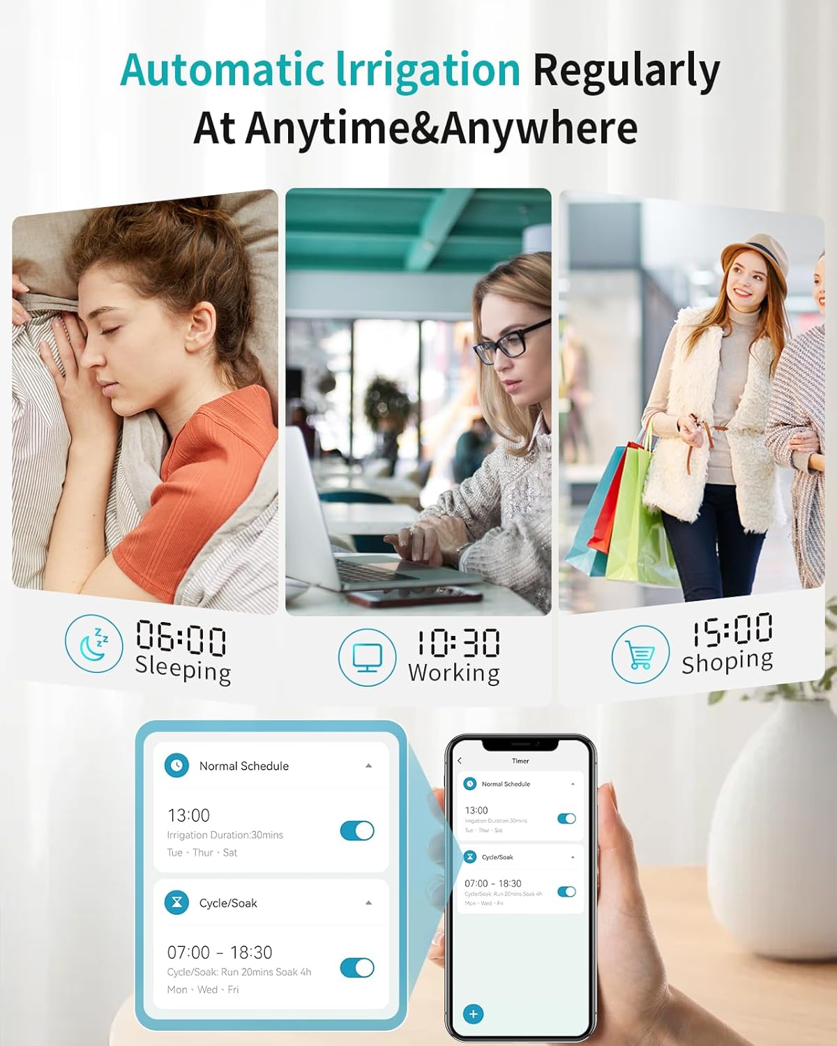 WiFi Hose Timer 1 Zone, Smart Voice/APP-Controlled Sprinkler Timer with Auto/Manual/Rain Delay Modes for Garden/Lawn, Works with Alexa & Google Assistant, IP55 Waterproof & Easy Set Up (2.4GHz WiFi) - PuriLite