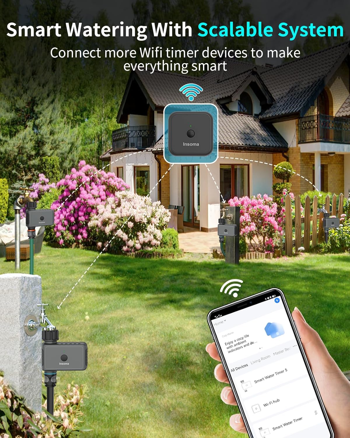 WiFi Hose Timer 1 Zone, Smart Voice/APP-Controlled Sprinkler Timer with Auto/Manual/Rain Delay Modes for Garden/Lawn, Works with Alexa & Google Assistant, IP55 Waterproof & Easy Set Up (2.4GHz WiFi) - PuriLite