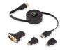 ReTrak Retractable HDMI Cable with HDMI C (Mini), HDMI D (Micro) and DVI Adapters (ETCABLEHDM) - PuriLite