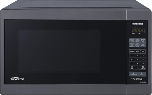 Panasonic NNSC688SC Genius Mid Size 1200W Inverter Microwave Oven, 7 Auto Cook Menus, Child Lock, Black Stainless - PuriLite