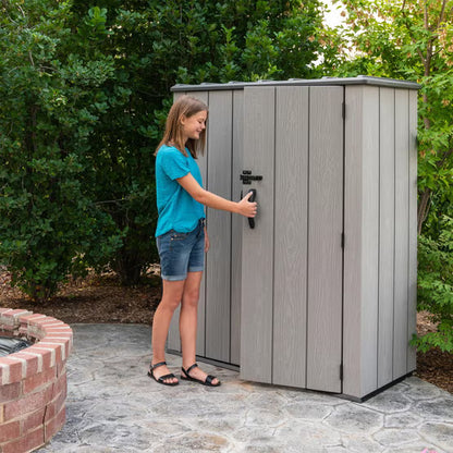 Lifetime Vertical Outdoor Storage Shed with Shelves