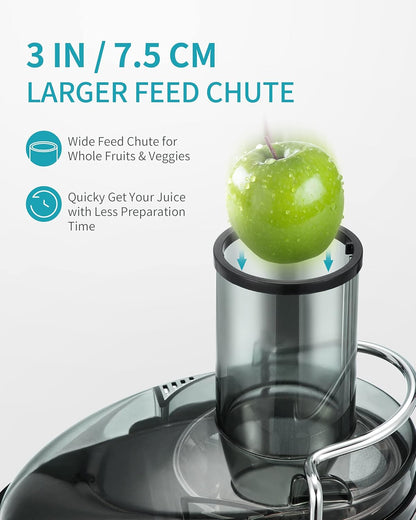 Ultrean Centrifugal Juicer, Juicer Machine with Extra-wide 3 inches Feed Chute, 2 Speed Juicer Extractor for Fruits & Vegetables, Citrus Juicer Easy to Clean, Electric Juicer with Big Mouth BPA Free, 800W - PuriLite