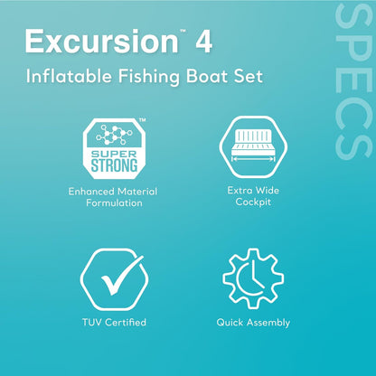 INTEX Excursion Inflatable Boat Series: Includes Deluxe 54in Boat Oars and High-Output Pump – SuperTough PVC – Adjustable Seats with Backrest – Fishing Rod Holders – Welded Oar Locks - PuriLite