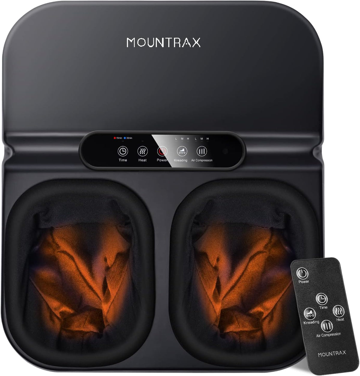 MOUNTRAX Foot Massager Machine with Heat, Gifts for Women Men, Shiatsu Foot Massager with Remote Control, Deep Kneading and Soothing Heat, Fits Feet Up to Men Size 12 (Black) - PuriLite