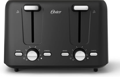 Oster 4-Slice Toaster with Bagel and Reheat Settings and Extra-Wide Slots, Black - PuriLite