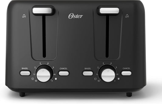 Oster 4-Slice Toaster with Bagel and Reheat Settings and Extra-Wide Slots, Black - PuriLite