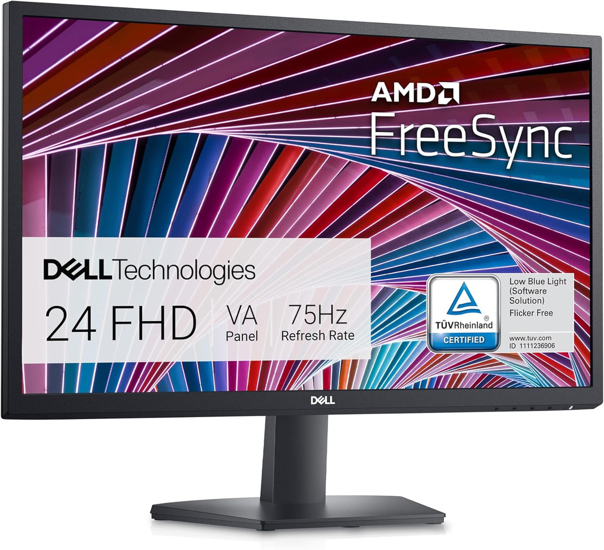 Dell 24 inch Monitor FHD (1920 x 1080) 16:9 Ratio with Comfortview (TUV-Certified), 75Hz Refresh Rate, 16.7 Million Colors, Anti-Glare Screen with 3H Hardness, Black - SE2422HX - PuriLite