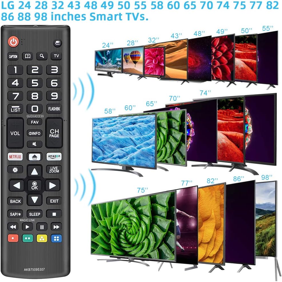 Universal Replacement for All LG Remote Control Smart TV OLED LCD LED HDTV 3D 4K Smart TVs AKB75095307 32LJ550B 43UJ6300 55LJ5500 55UJ6050 with Netflix Amazon Shortcut Buttons AKB75375604 AKB74915305 - PuriLite