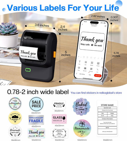 Label Maker,2025 New Version Bluetooth Label Printer,Label Maker Machine with Tape,Versatile App with 150+ Fonts & 500 Templates,Inkless Printer for Phone & Pc,Labeler for Home,Kitchen,Business - PuriLite