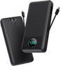 Portable Charger 33800mAh USB C Power Bank with Built-in Cables & AC Wall Plug,25W Fast Charging+QC 4.0 Phone Charger,4 Output LCD Display Battery Pack Compatible with iPhone16/15,Samsung,Android etc - PuriLite