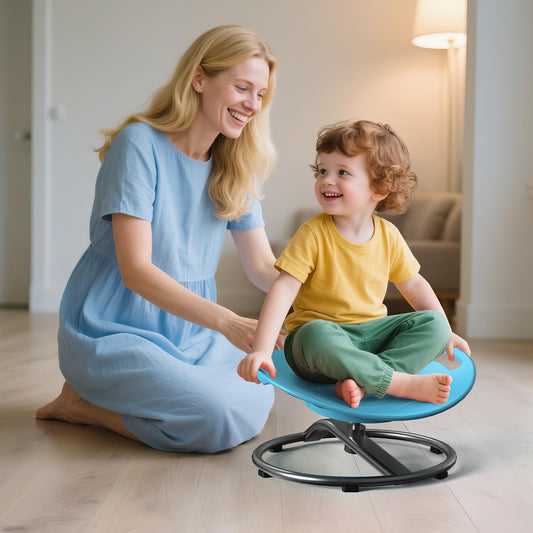 Pozoera Spinning Chair for Autistic Kids - Sensory Spinning Chair for Autistic Children with Safety Handle & Non-Slip Design, Sensory Swivel Chairs for Kids 3-12 Years(Blue) - PuriLite