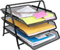 Greenco Letter Tray Desk Organizer, 3-Tier Mesh Paper Tray, Document, Letter, Office Paper Organizer, Black - PuriLite