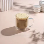 JoyJolt Haven 13.5 oz Fluted Stackable Double Wall Glass Mugs, Set of 6 - PuriLite