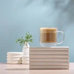 JoyJolt Haven 13.5 oz Fluted Stackable Double Wall Glass Mugs, Set of 6 - PuriLite