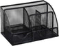 Greenco Mesh Desk Organizer Office Supplies Caddy, 6 Compartments - Black - PuriLite