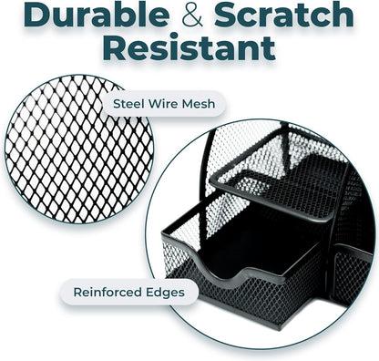 Greenco Mesh Desk Organizer Office Supplies Caddy, 6 Compartments - Black - PuriLite
