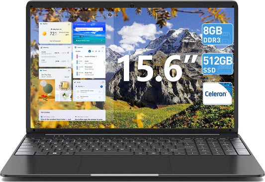 SGIN Laptop, 15.6 Inch Laptops Computer with 8GB DDR3 512GB SSD I3 Processor, Windows 11 Home, HDMI, Wi-Fi 5, 7000mAh, Numeric Keypad, USB3.0, Bluetooth4.2, Type-C(Black) - PuriLite