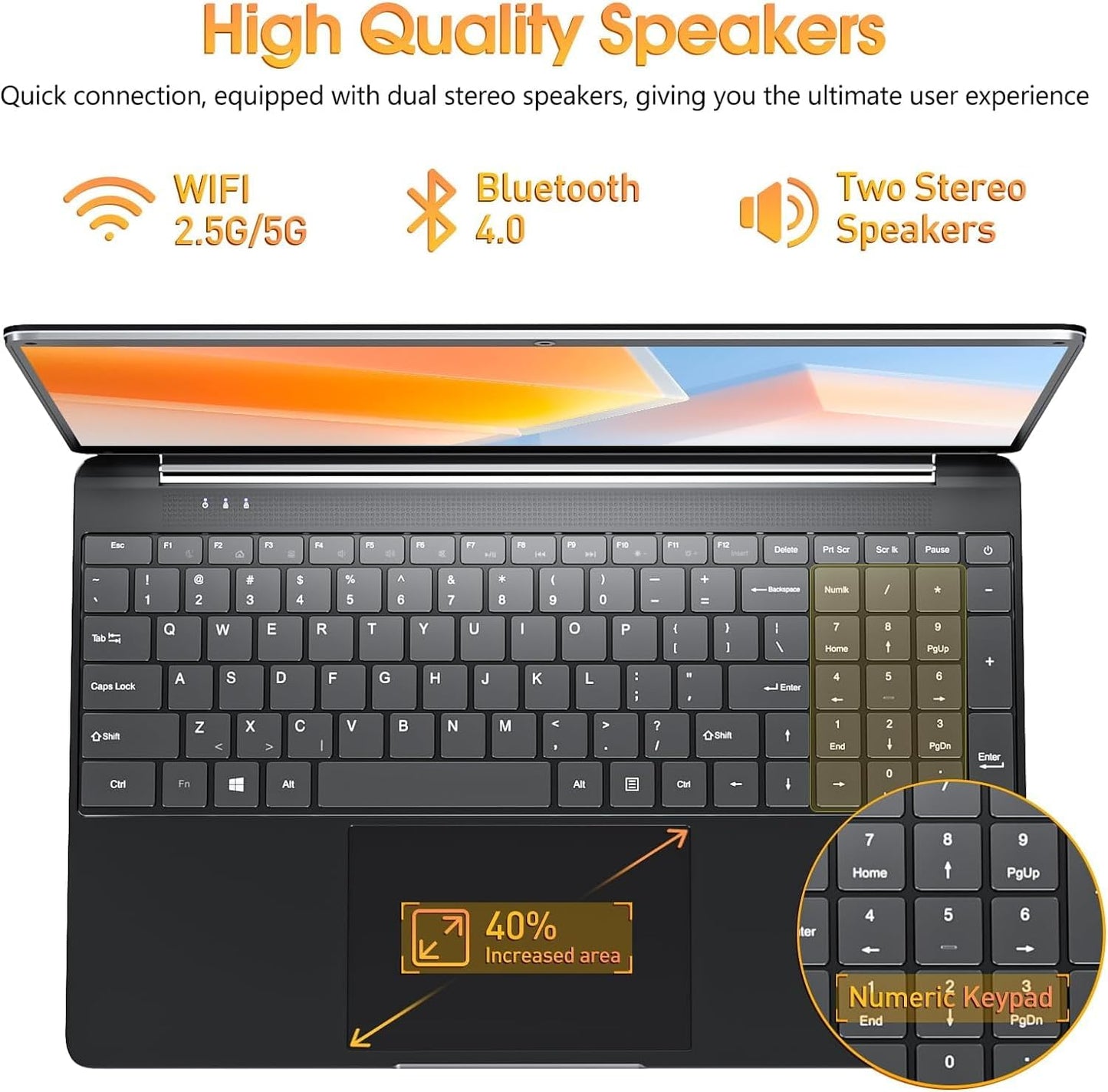SGIN Laptop, 15.6 Inch Laptops Computer with 8GB DDR3 512GB SSD I3 Processor, Windows 11 Home, HDMI, Wi-Fi 5, 7000mAh, Numeric Keypad, USB3.0, Bluetooth4.2, Type-C(Black) - PuriLite