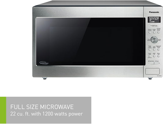 Panasonic NNSD965SC Full Size Genius Cyclonic Inverter 1200 W Microwave Oven, 19 Auto Cook Menus, Child Lock, Stainless Steel - PuriLite