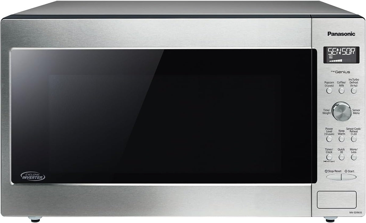 Panasonic NNSD965SC Full Size Genius Cyclonic Inverter 1200 W Microwave Oven, 19 Auto Cook Menus, Child Lock, Stainless Steel - PuriLite