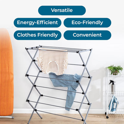 Honey-Can-Do Oversize Collapsible Clothes Drying Rack DRY-09066 Silver, 50 lbs - PuriLite