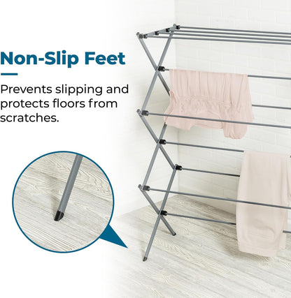 Honey-Can-Do Oversize Collapsible Clothes Drying Rack DRY-09066 Silver, 50 lbs - PuriLite