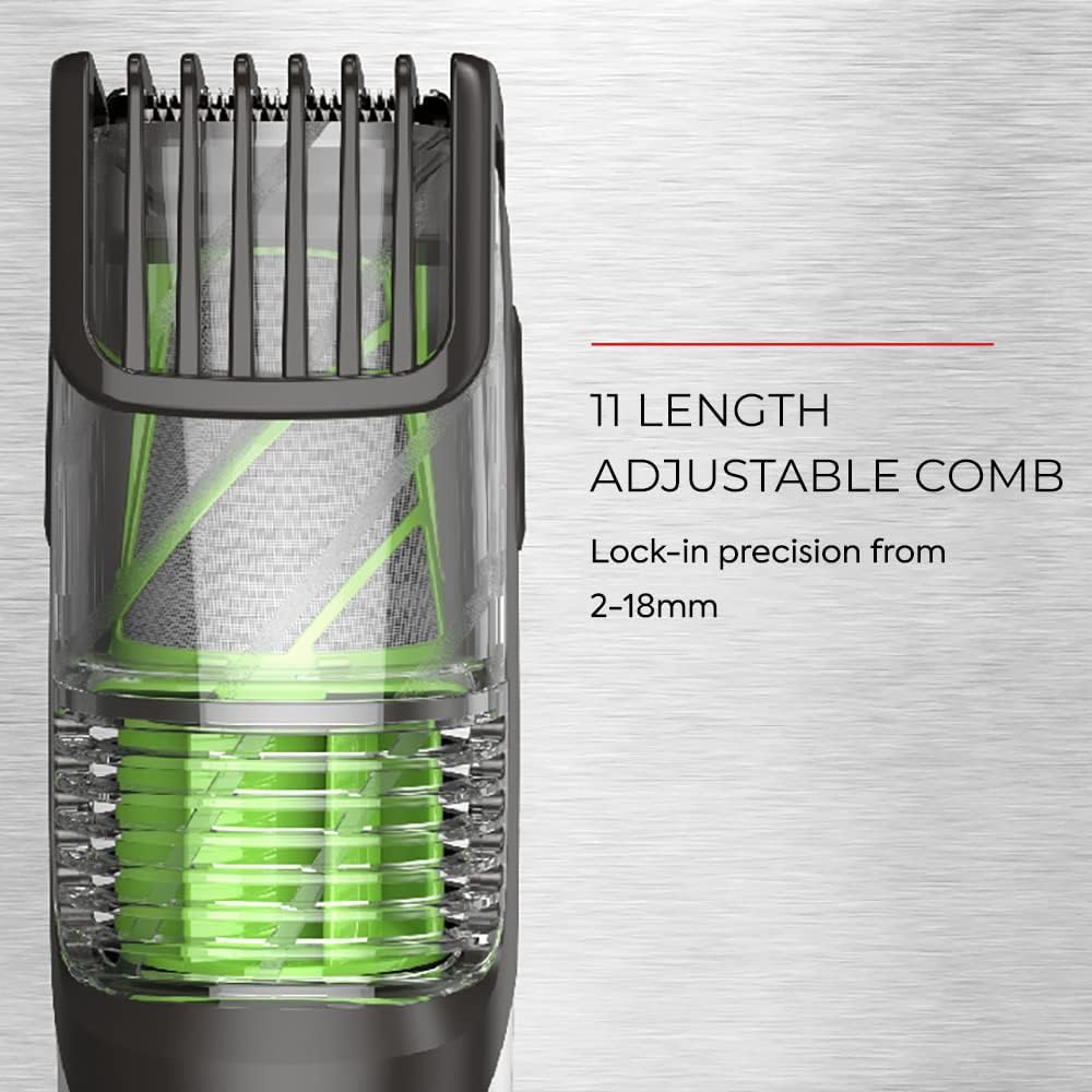 Remington MB6850 Vacuum Stubble and Beard Trimmer, Lithium Power and Adjustable Length Comb w/ 13 Length Settings (2-18mm), Black - PuriLite