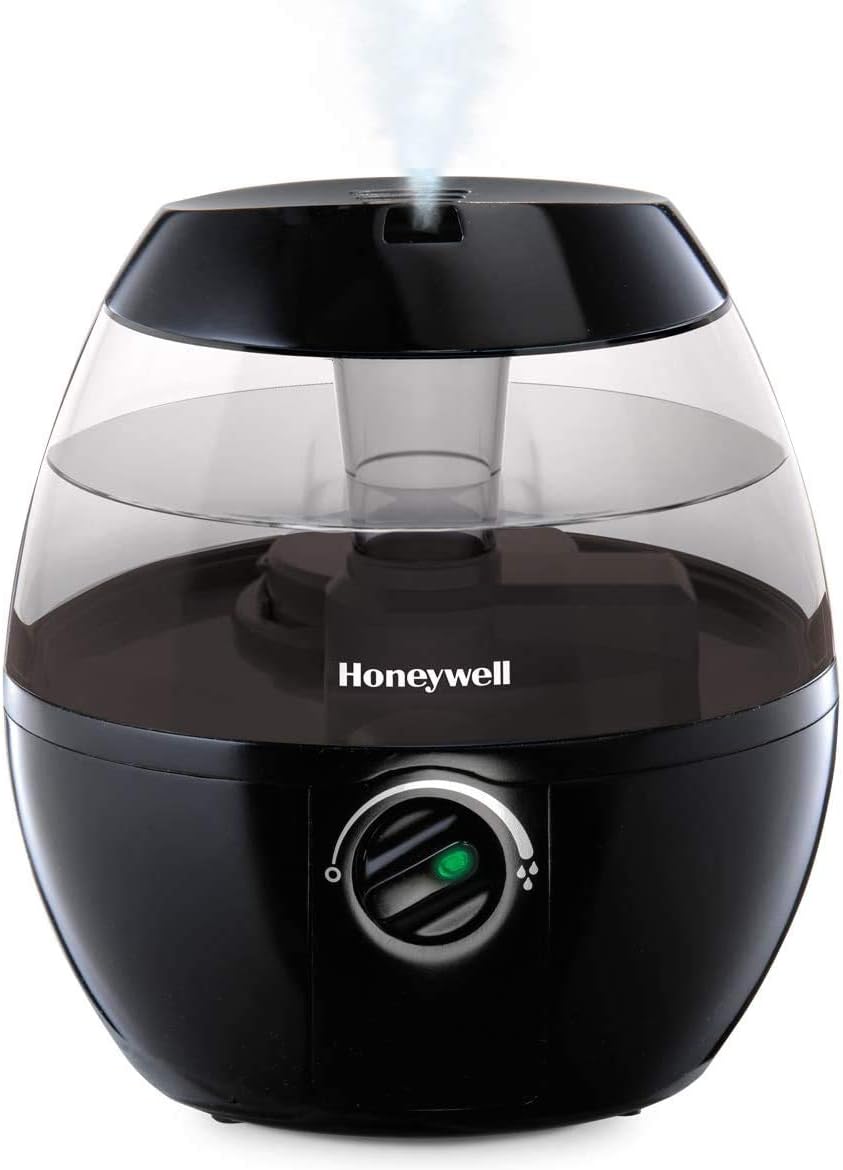 Honeywell HUL520BC MistMate Ultrasonic Cool Mist Humidifier, Black, with Adjustable Mist Control, Auto Shut-off, Ultra Quiet Operation, Visible Cool Mist, 0.5-Gallon - PuriLite