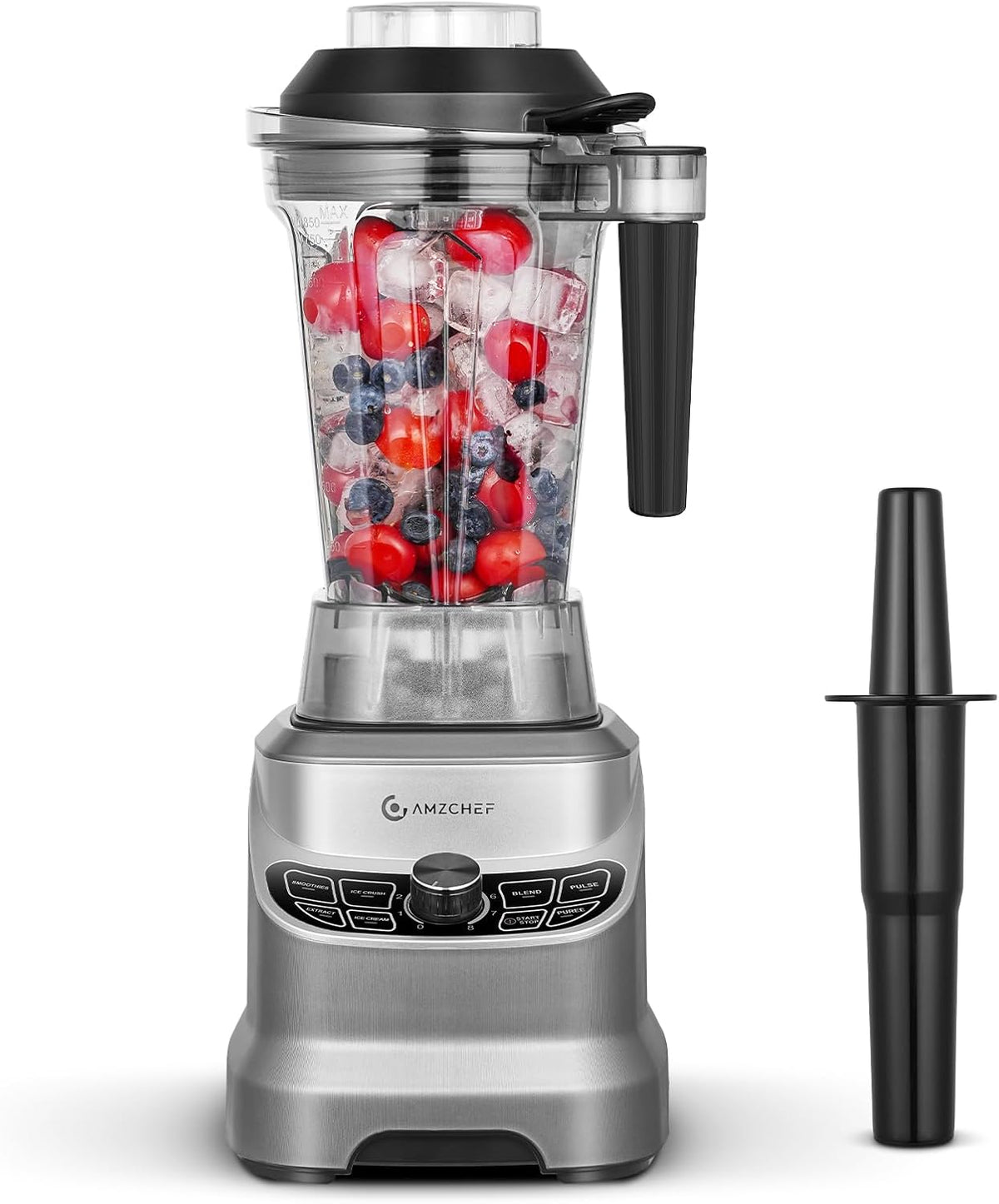 AMZCHEF Smoothie Blender, 1800W High Speed Blenders for Smoothies with 8 Speed Control and 7 Multiple Functions, 1.85L Blender for Shakes, Smoothies, Ice Crushing, Ice Cream, Frozen Fruits, Grey - PuriLite