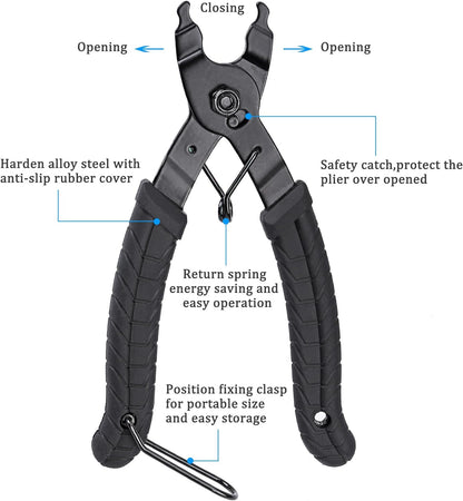 Bike Link Plier, Oumers Chain Plier Missing Link 2 in 1 Opener Closer Remover Plier/Bicycle Chain Plier Compatible with All Speed Chains Repair, Link - PuriLite