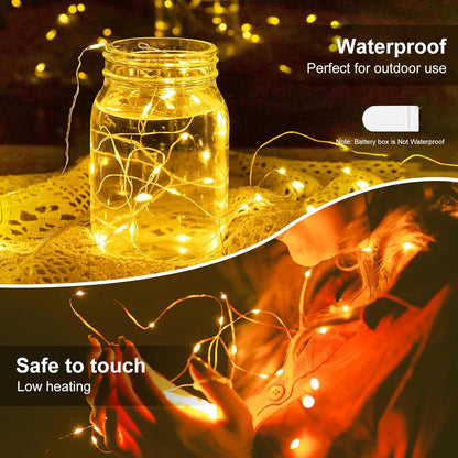 [ 30 Pack ] Fairy Lights Battery Operated String Lights 7 FT/20 LED Mini Twinkle Battery Lights Small Fairy Lights for Mason Jars Outdoor Party Christmas Bedroom Decor, Warm White - PuriLite